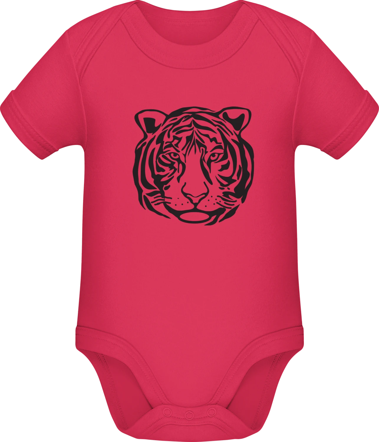 Tiger Face Outline - Sorbet Sonar SSL organic babybodsuit - Front