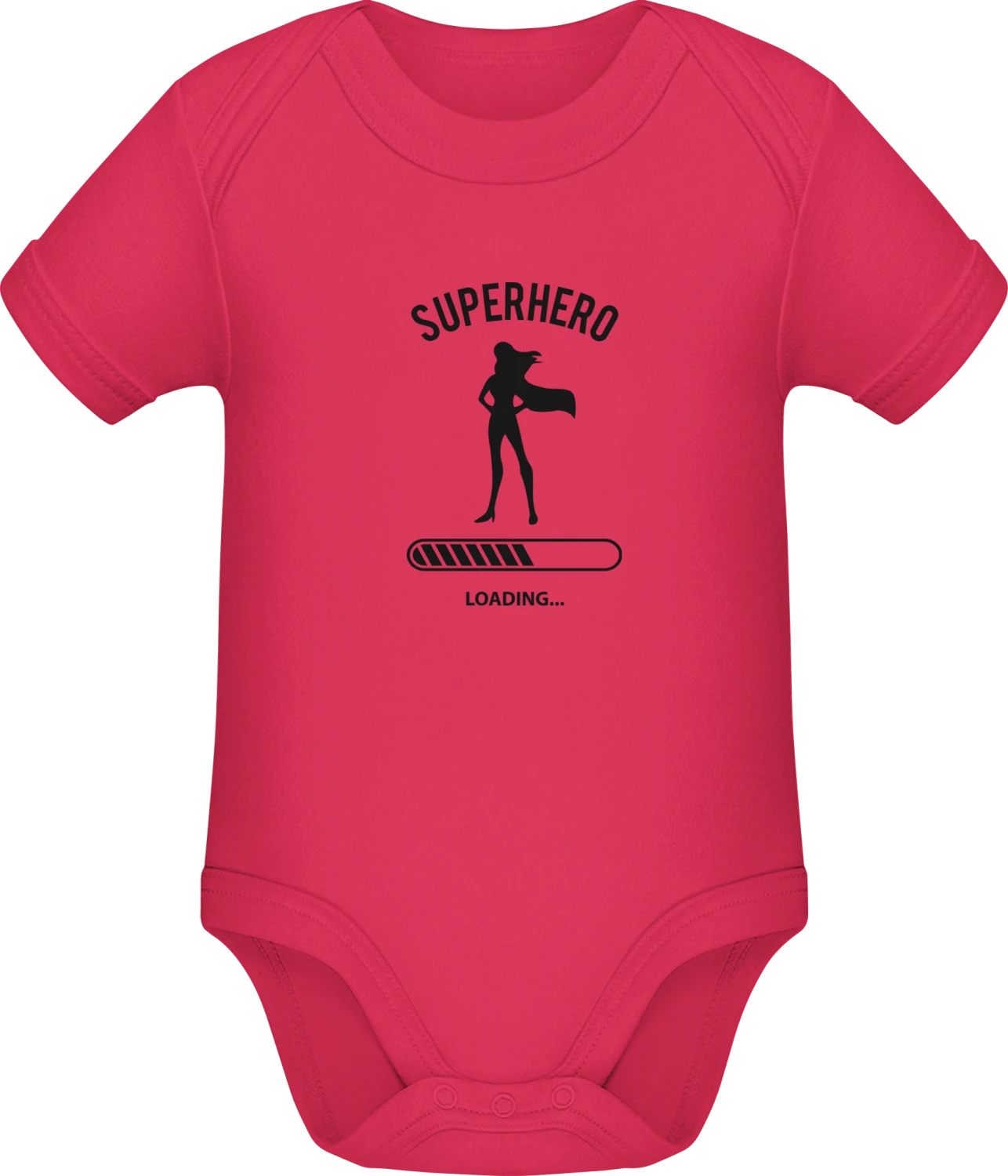 Superhero Woman Loading - Sorbet Sonar SSL organic babybodsuit - Front