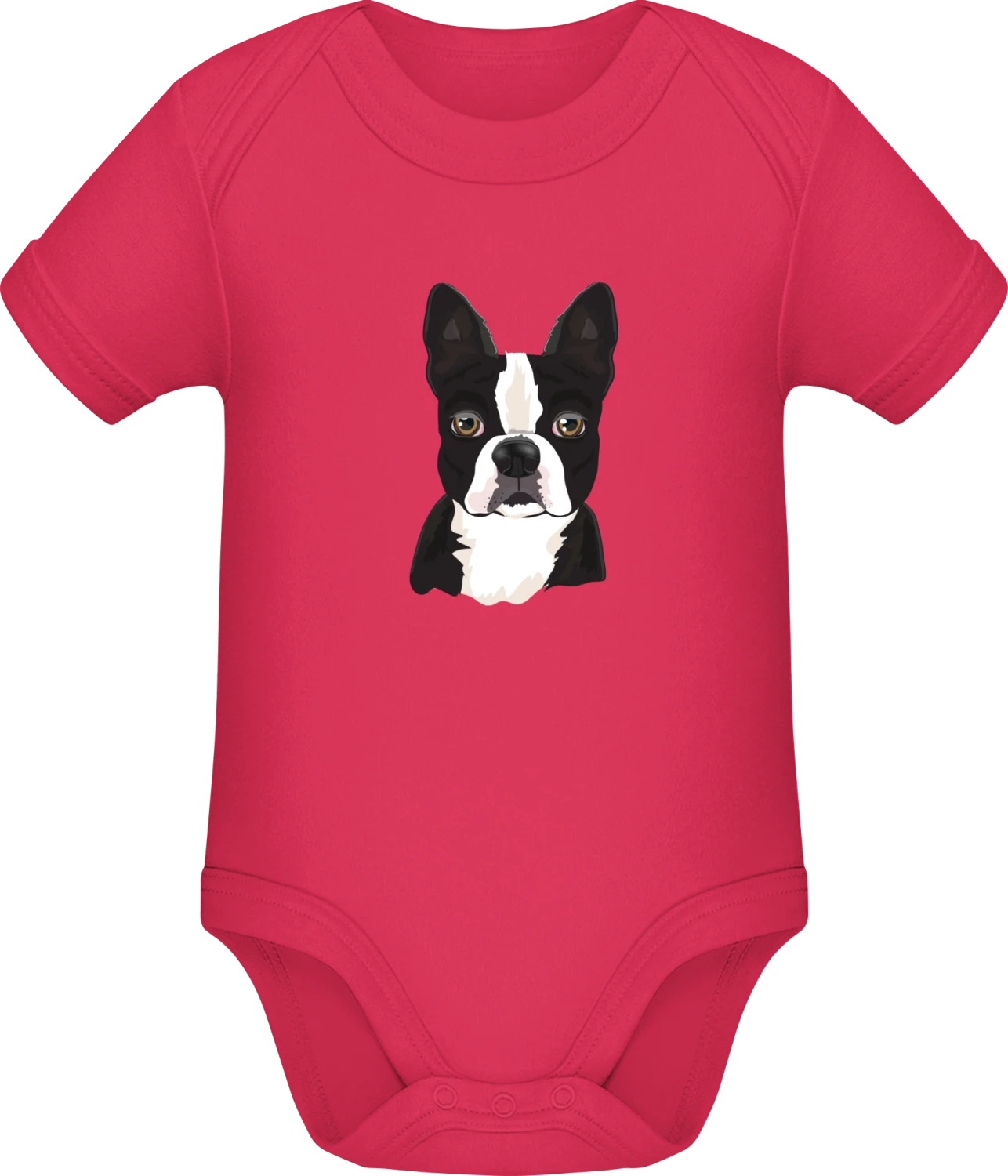 Boston Terrier Kopf - Sorbet Sonar SSL organic babybodsuit - Front