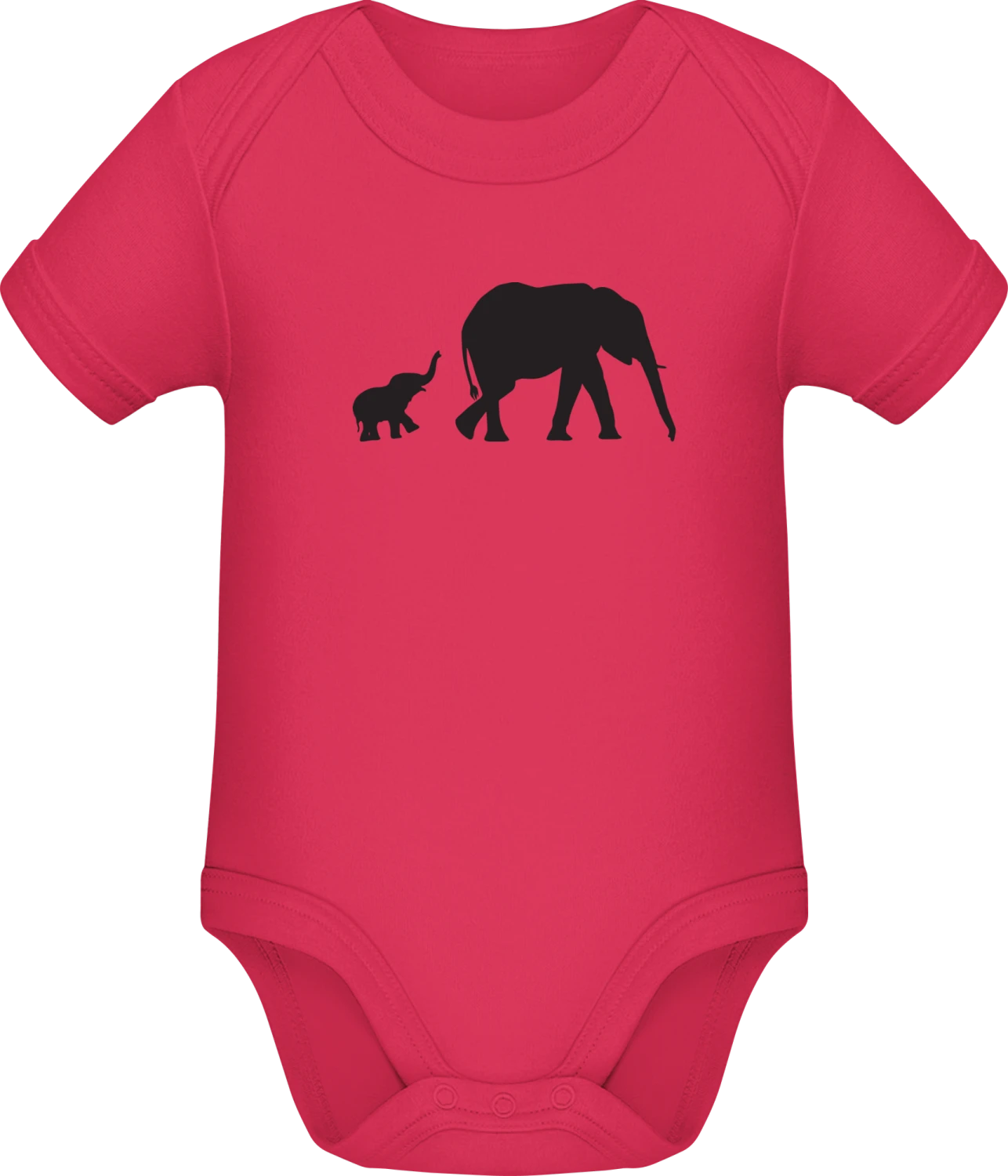 Elephants Illustration - Sorbet Sonar SSL organic babybodsuit - Front