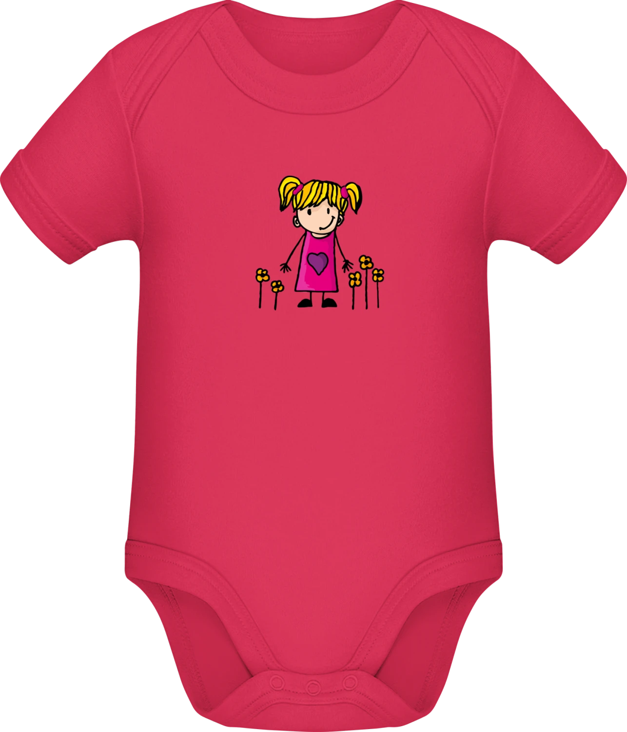 Little Girl Sister Illustration - Sorbet Sonar SSL organic babybodsuit - Front