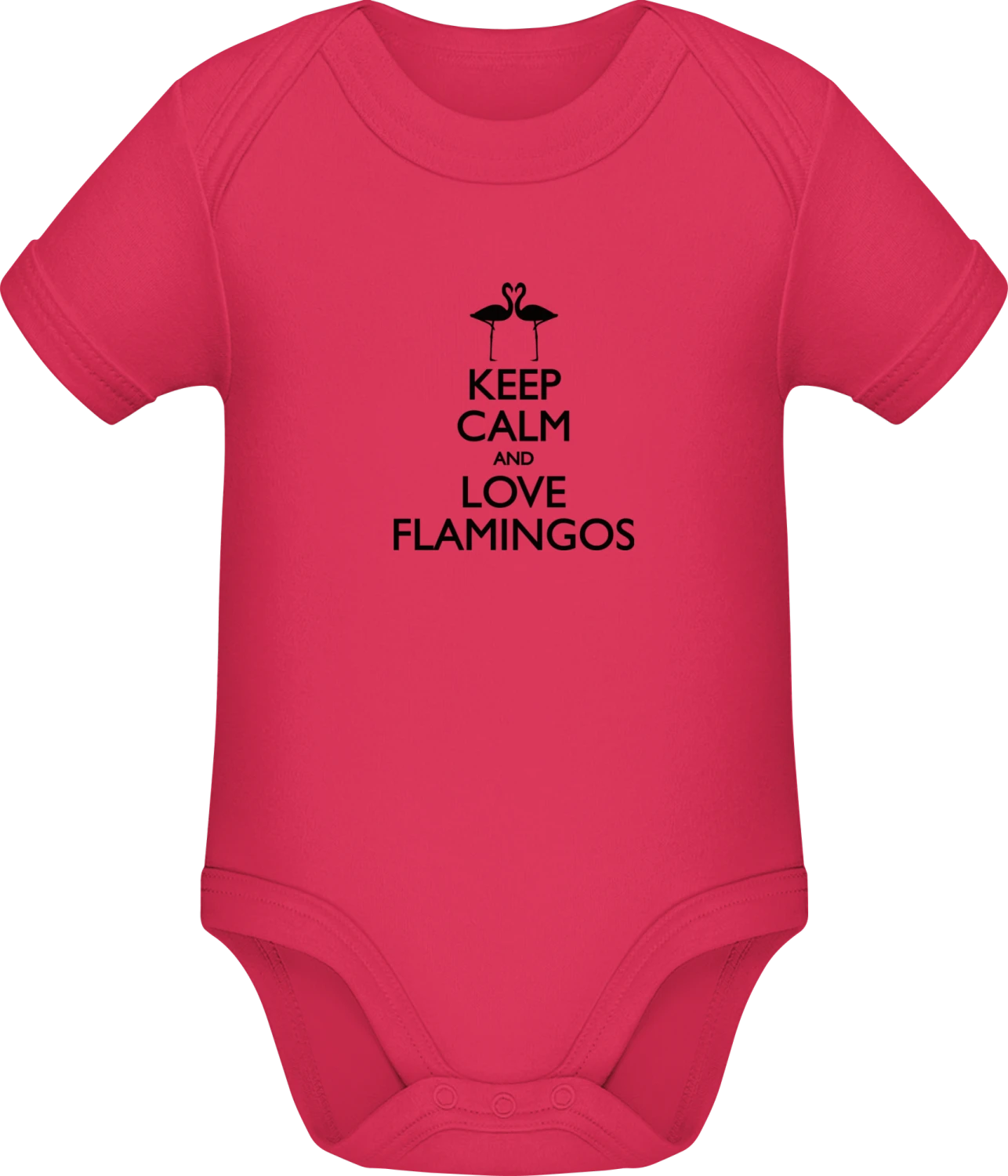 Keep Calm And Love Flamingos  - Sorbet Sonar SSL organic babybodsuit - Front