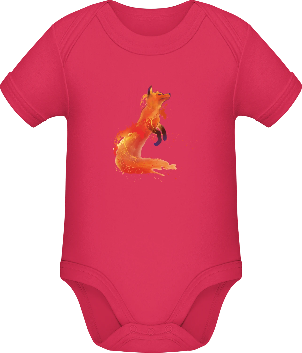 Watercolor Fox Body - Sorbet Sonar SSL organic babybodsuit - Front