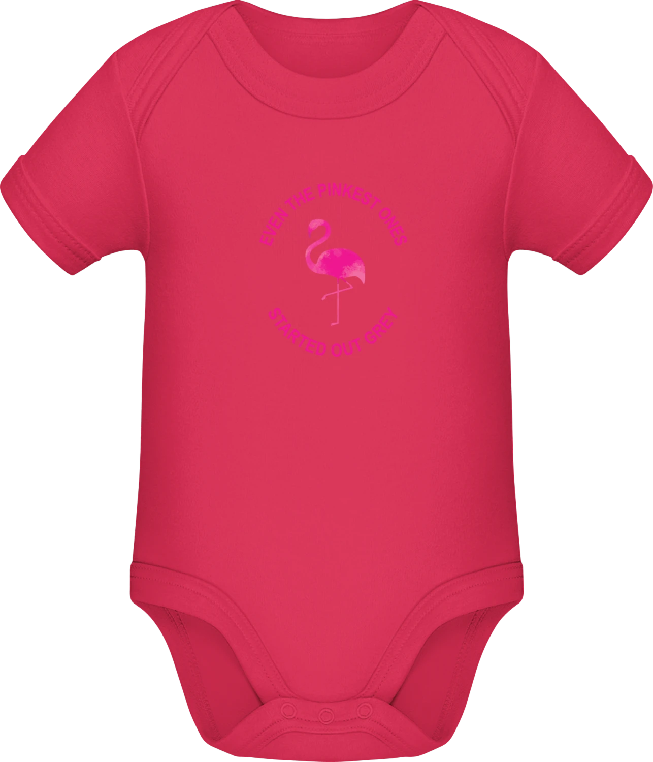 Pink Ones Start Out Grey Flamingo - Sorbet Sonar SSL organic babybodsuit - Front