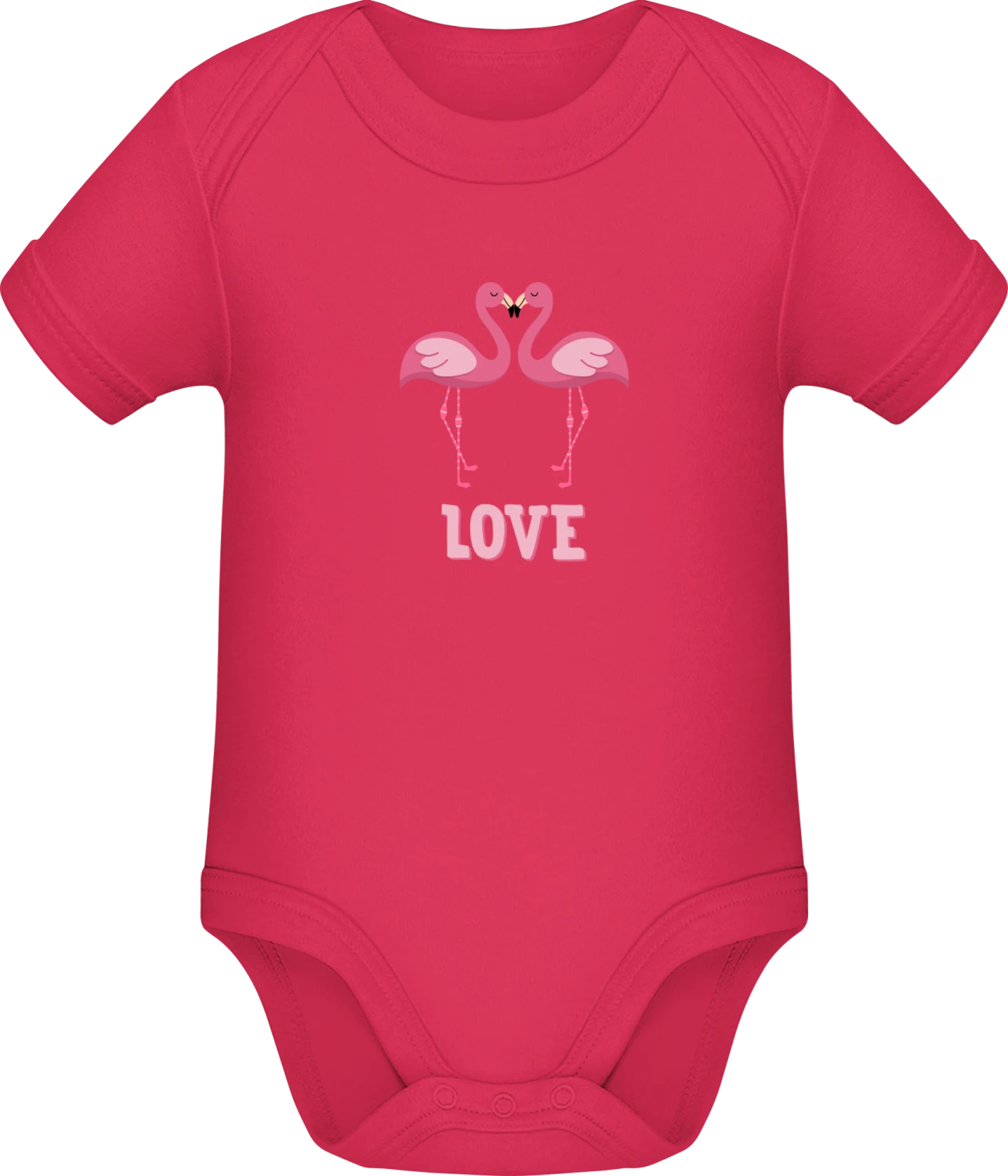 Flamingo Love - Sorbet Sonar SSL organic babybodsuit - Front