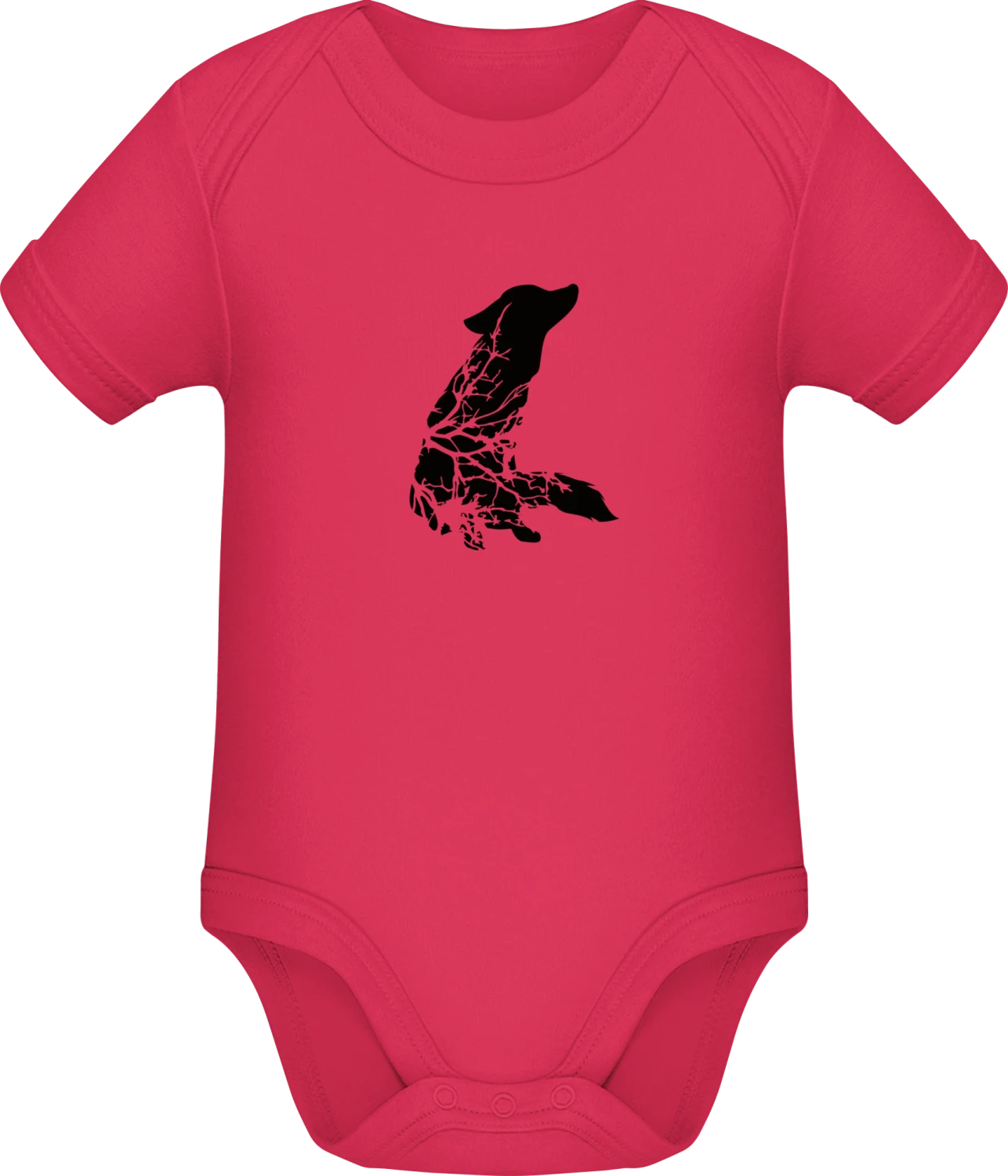 Fox With Branch - Sorbet Sonar SSL organic babybodsuit - Front