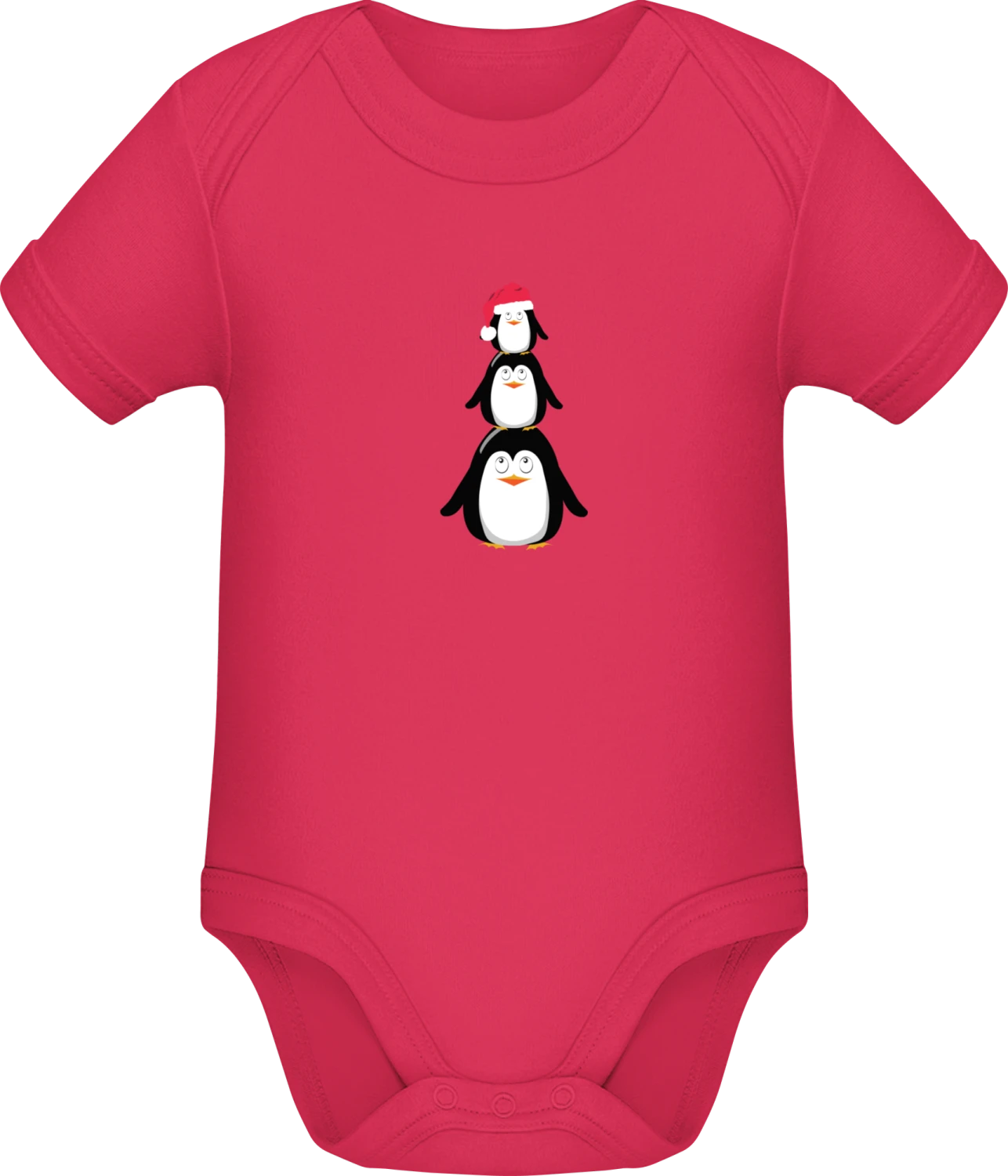 Christmas Penguin Family - Sorbet Sonar SSL organic babybodsuit - Front