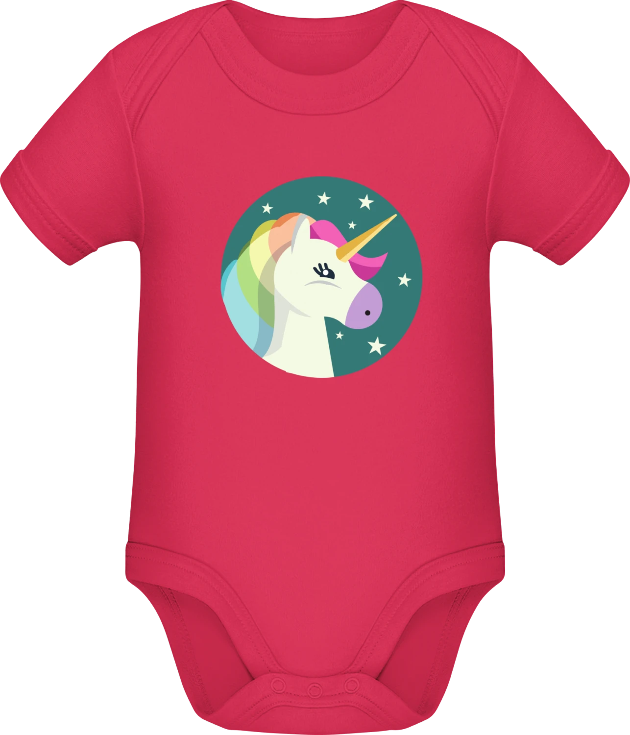 Unicorn Portrait - Sorbet Sonar SSL organic babybodsuit - Front