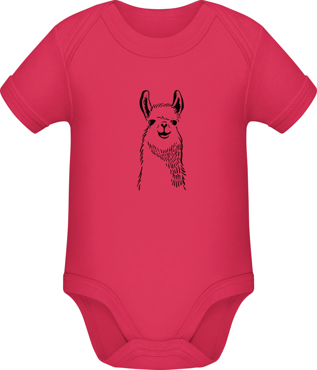 Llama Line Illustration - Sorbet Sonar SSL organic babybodsuit - Front