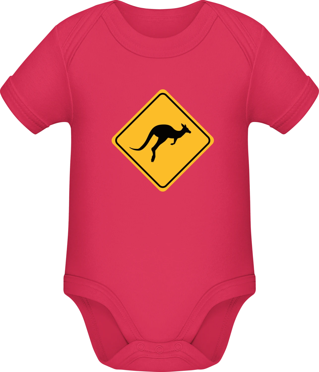 Kangaroo Warning Sign - Sorbet Sonar SSL organic babybodsuit - Front