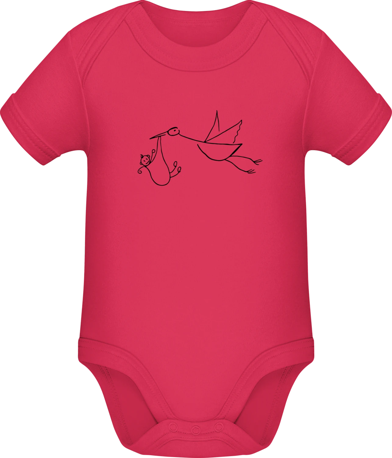 Stork And Baby Flying Drawing - Sorbet Sonar SSL organic babybodsuit - Front