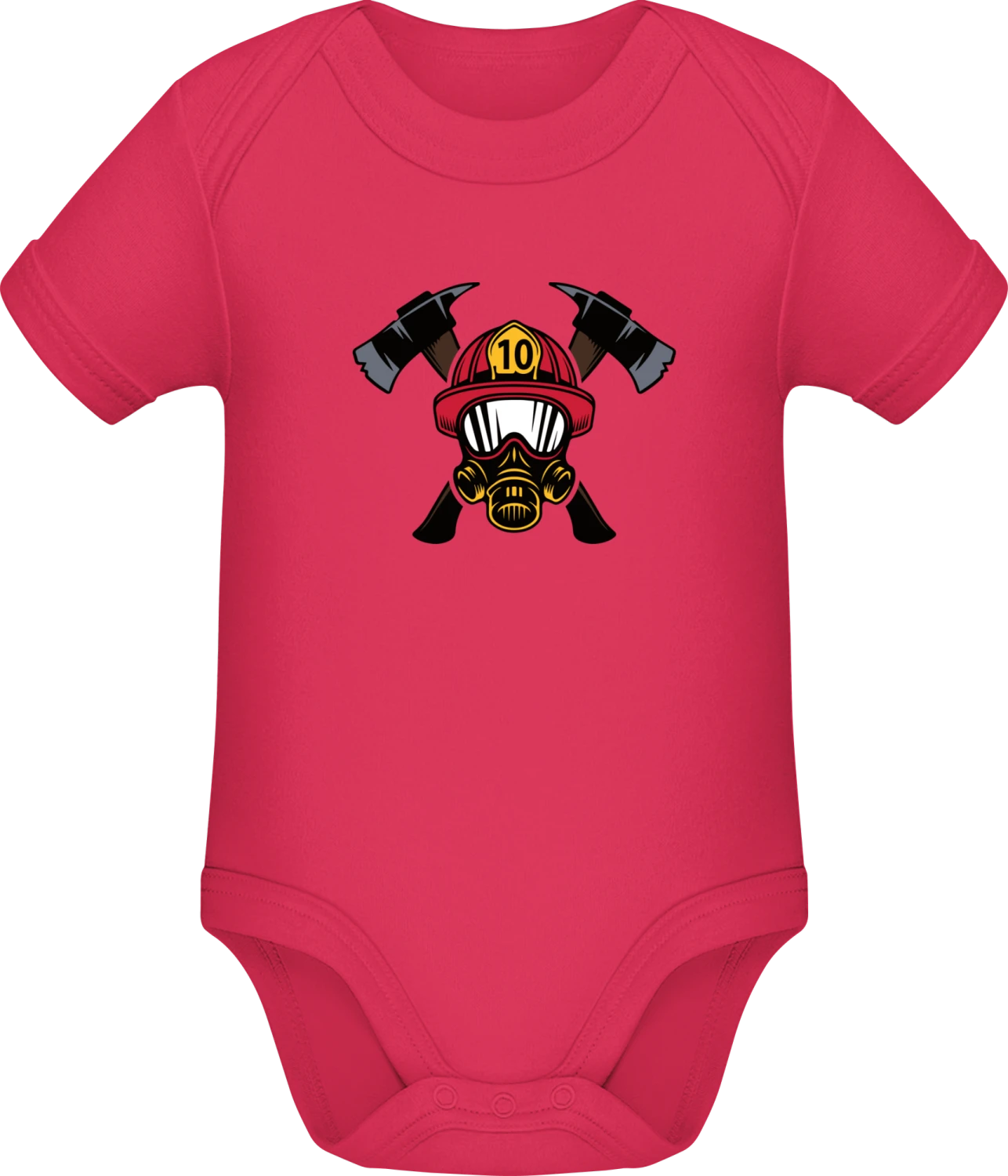 Firefighter Helmet With Crossed Axes - Sorbet Sonar SSL organic babybodsuit - Front