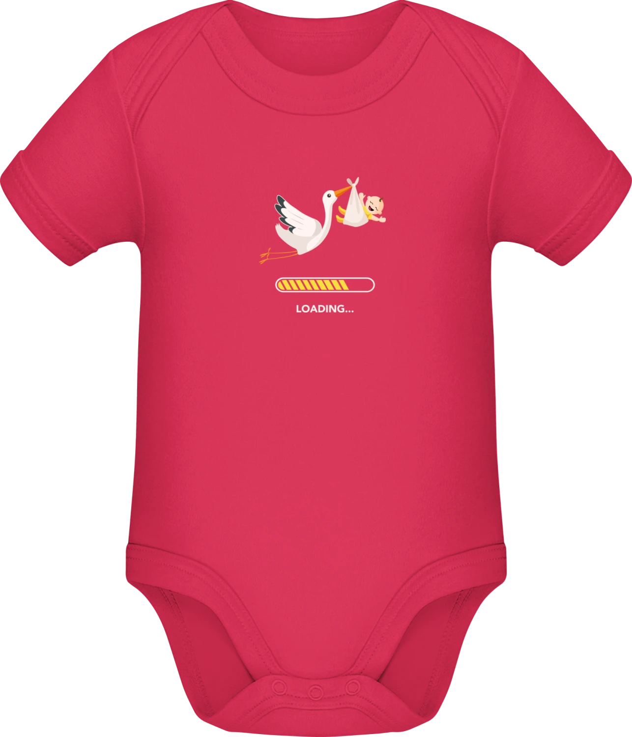 Baby Loading Stork And Baby - Sorbet Sonar SSL organic babybodsuit - Front