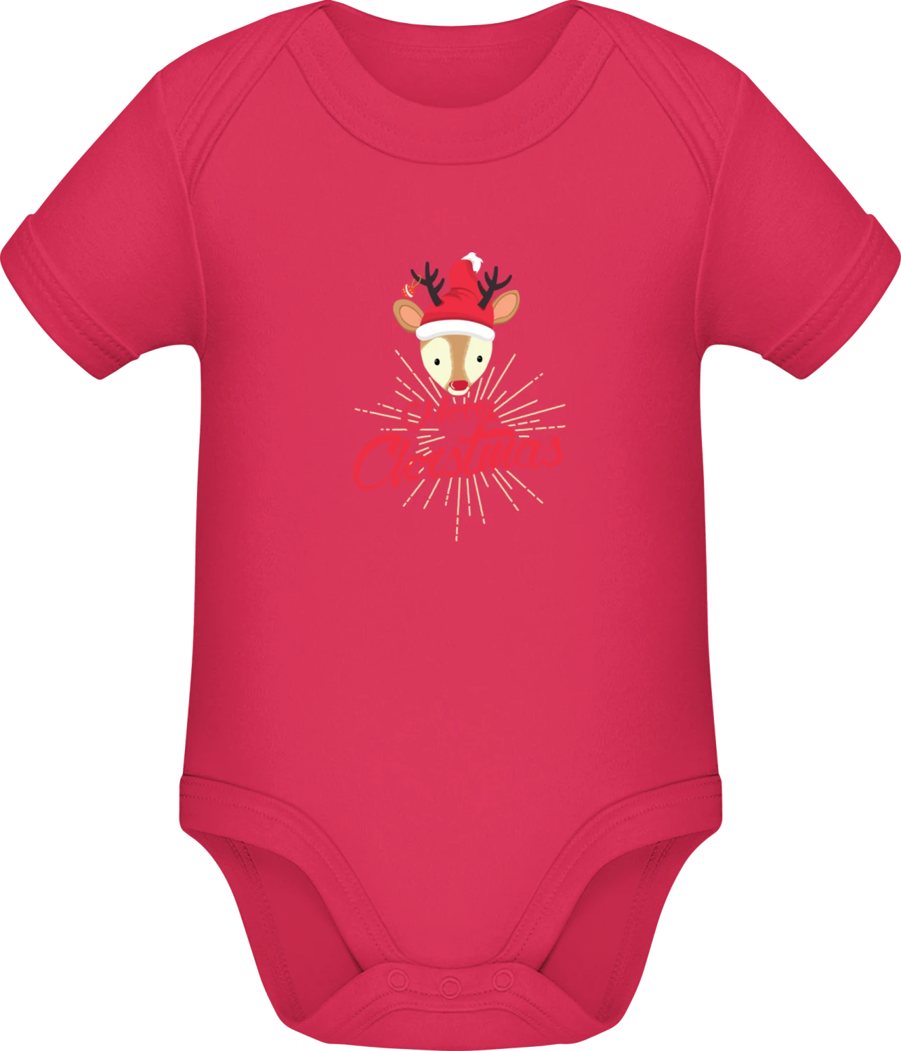 Merry Christmas Rudolph - Sorbet Sonar SSL organic babybodsuit - Front