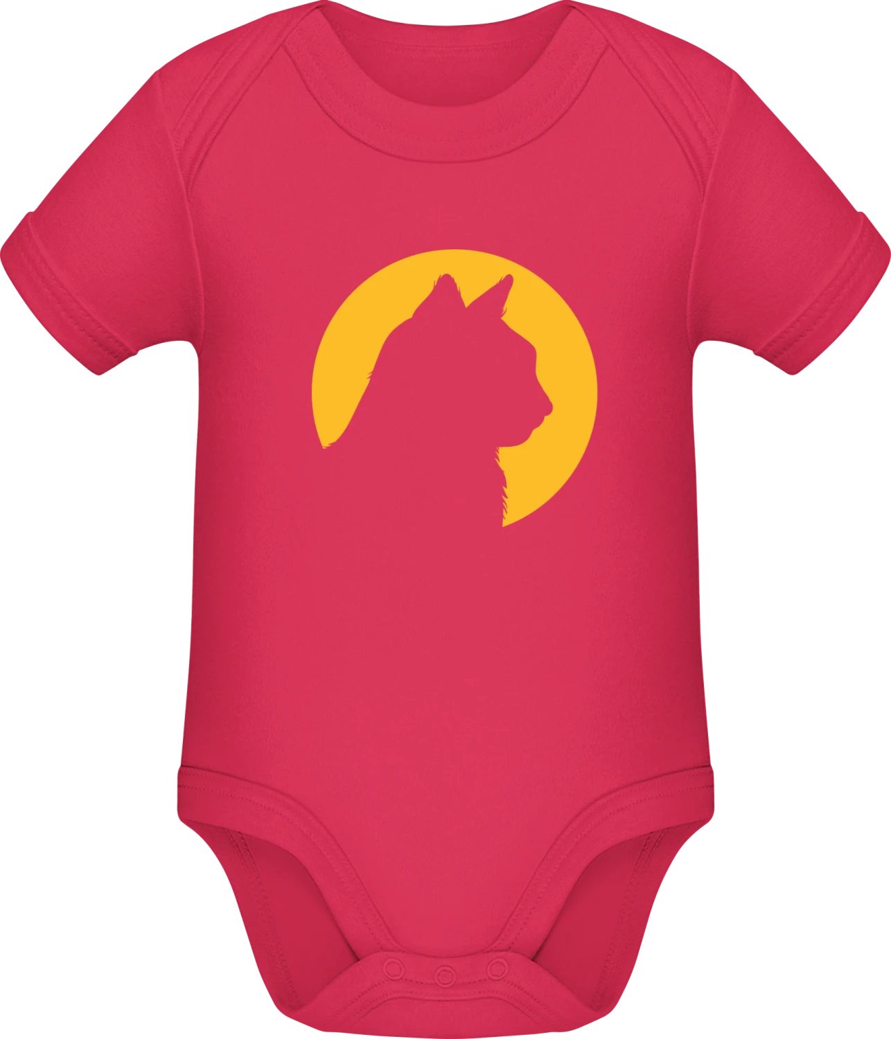 Cat Head In Moonlight - Sorbet Sonar SSL organic babybodsuit - Front