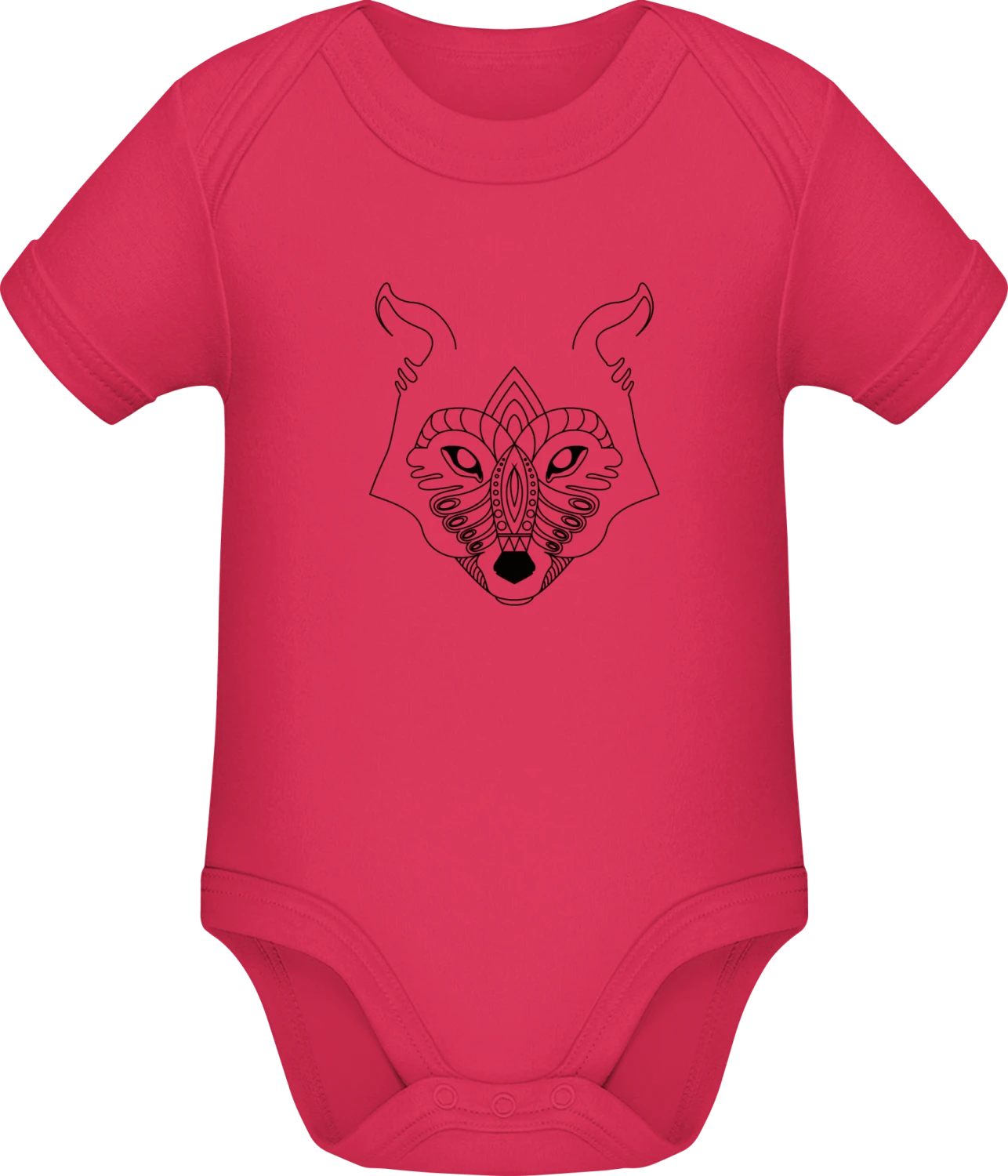 Mandala Fox Head - Sorbet Sonar SSL organic babybodsuit - Front