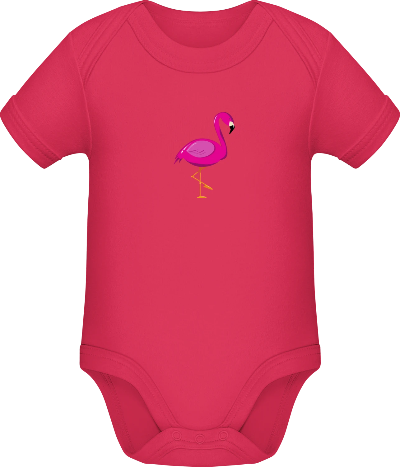 Flamingo Illustration Standing - Sorbet Sonar SSL organic babybodsuit - Front