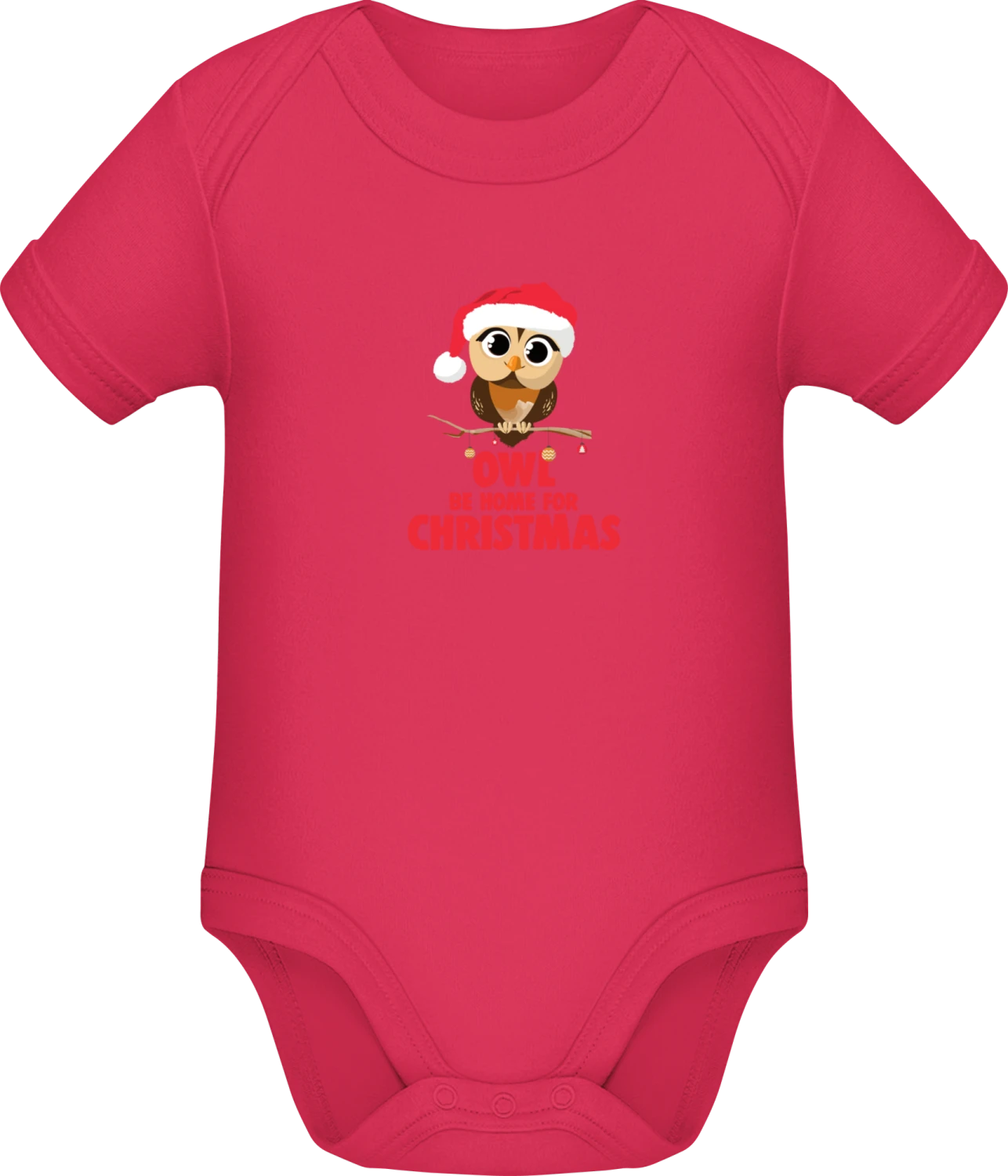 Owl Be Home For Christmas - Sorbet Sonar SSL organic babybodsuit - Front