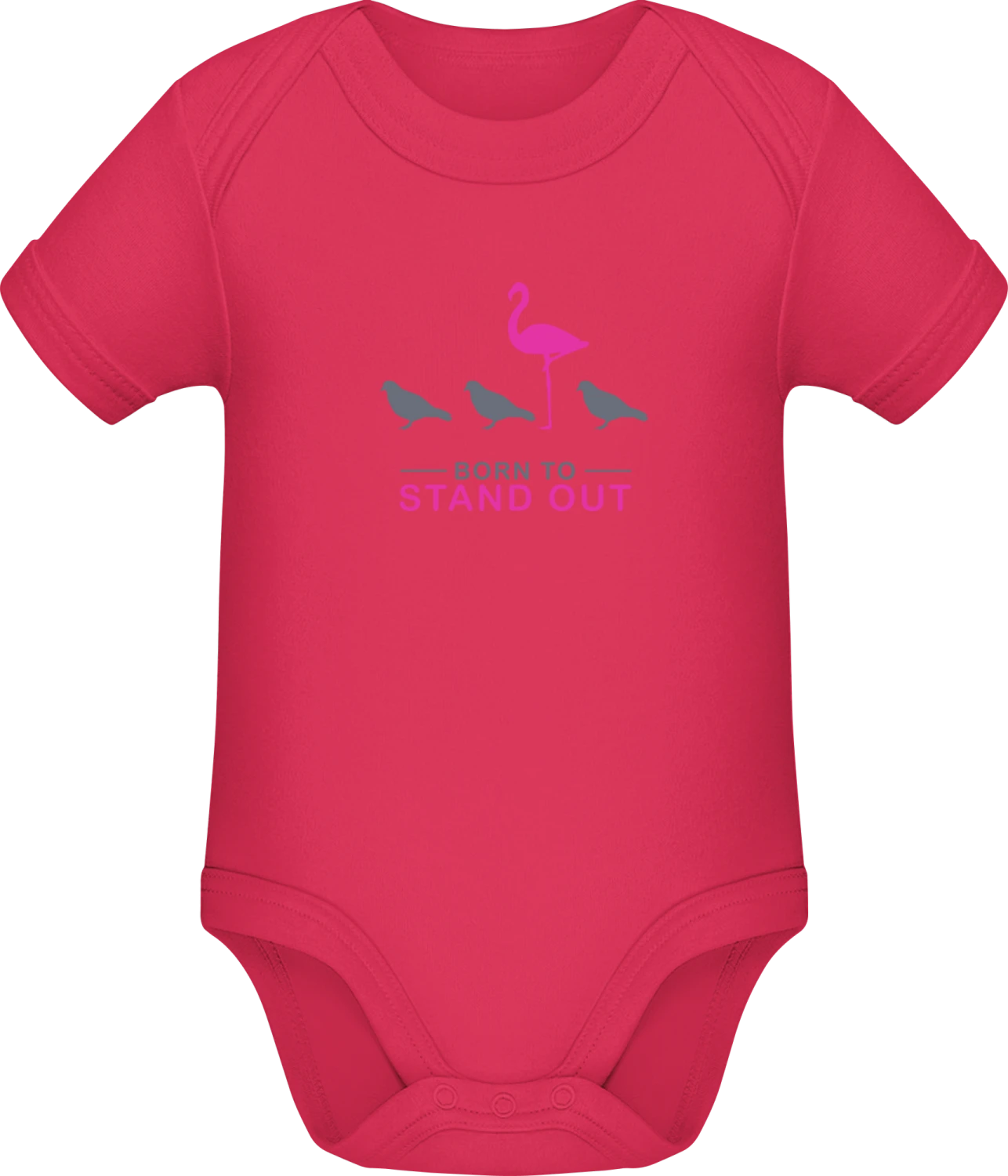 Born To Stand Out Flamingo - Sorbet Sonar SSL organic babybodsuit - Front