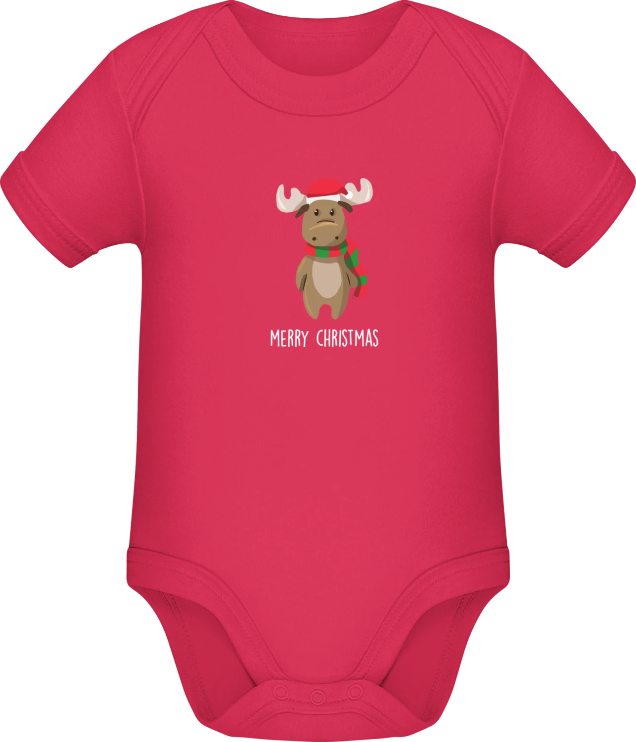 Merry Christmas Elk - Sorbet Sonar SSL organic babybodsuit - Front