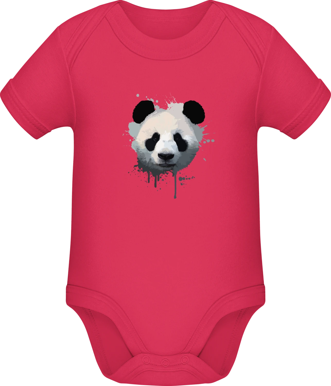 Panda Face Watercolor - Sorbet Sonar SSL organic babybodsuit - Front