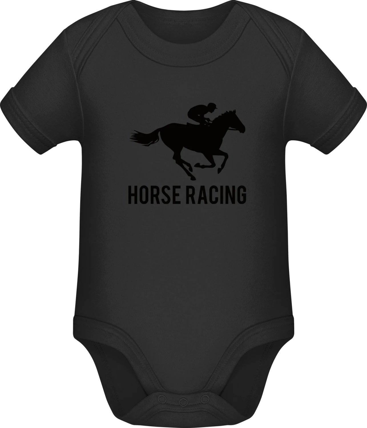 Horse Racing - Black Sonar SSL organic babybodsuit - Front