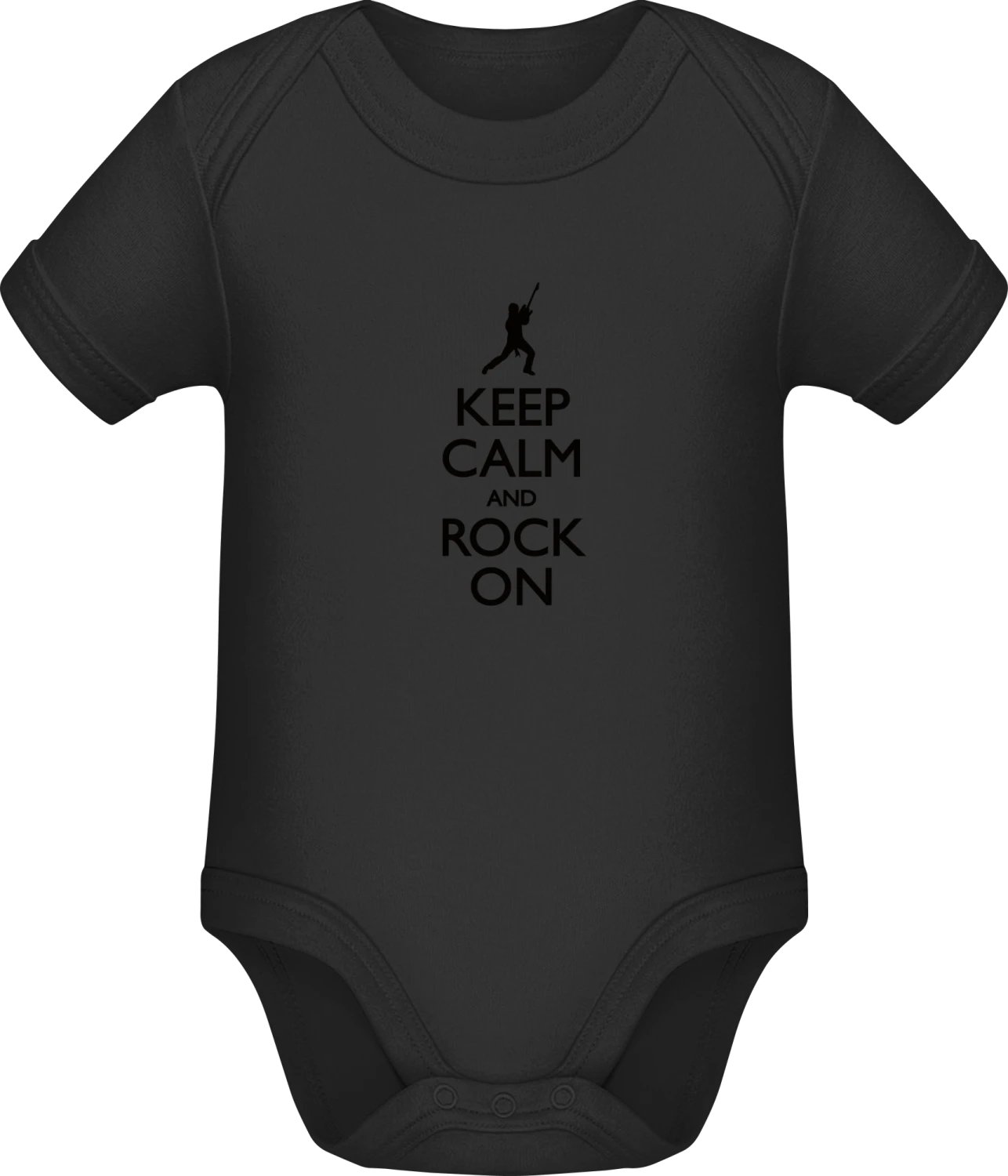 Keep Calm and Rock on - Black Sonar SSL organic babybodsuit - Front