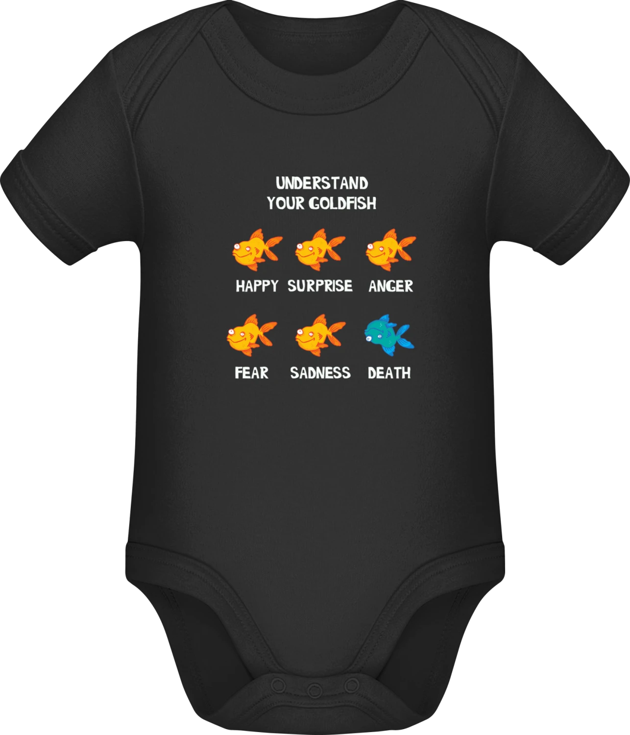 Understand Your Goldfish - Black Sonar SSL organic babybodsuit - Front