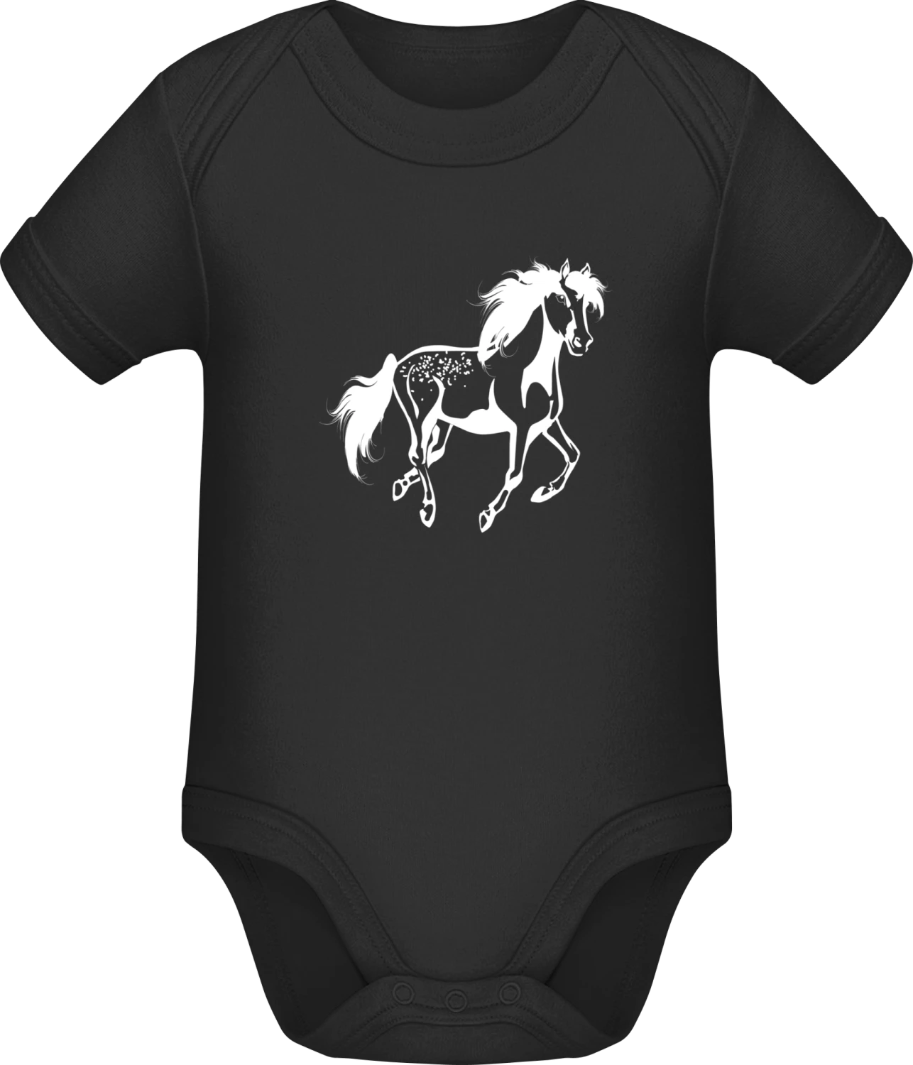 Stallion Horse - Black Sonar SSL organic babybodsuit - Front