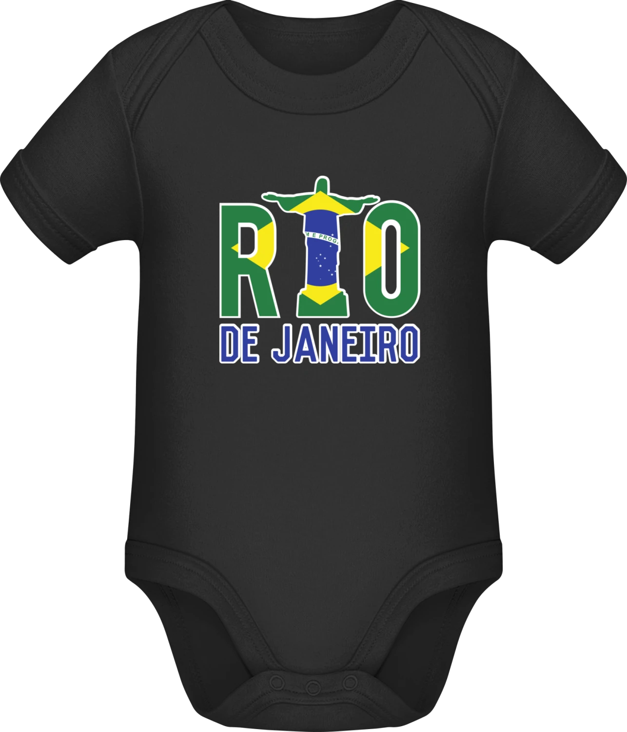 Rio De Janeiro Brasil - Black Sonar SSL organic babybodsuit - Front