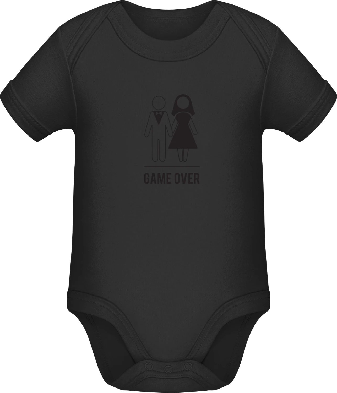 Game Over white - Black Sonar SSL organic babybodsuit - Front