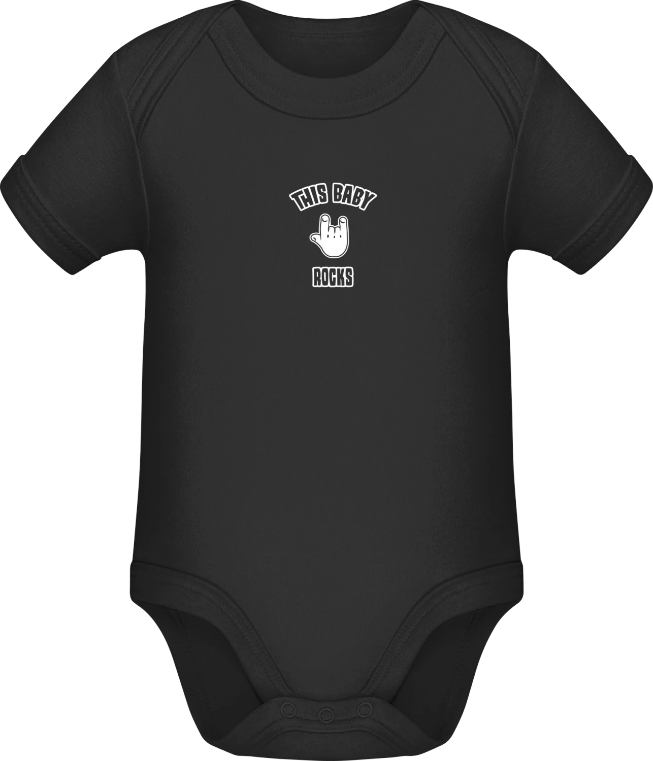 This Baby Rocks - Black Sonar SSL organic babybodsuit - Front