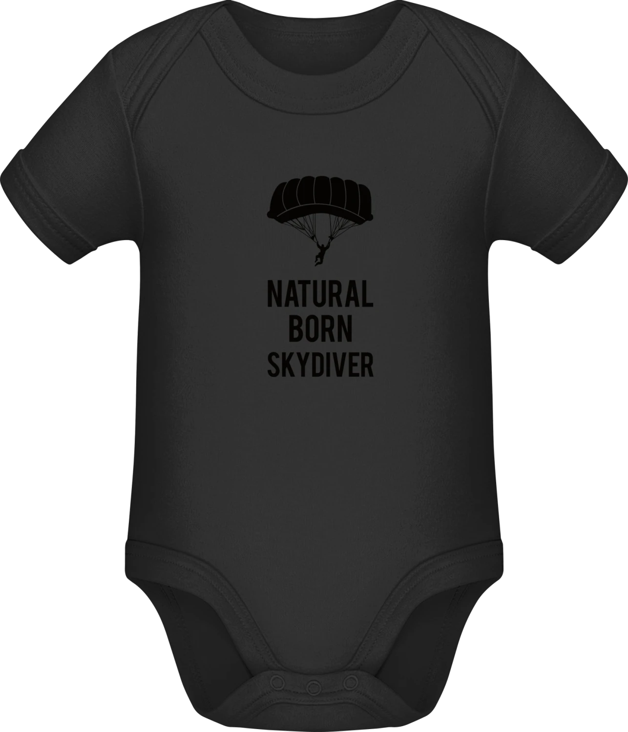 Natural Born Skydiver - Black Sonar SSL organic babybodsuit - Front