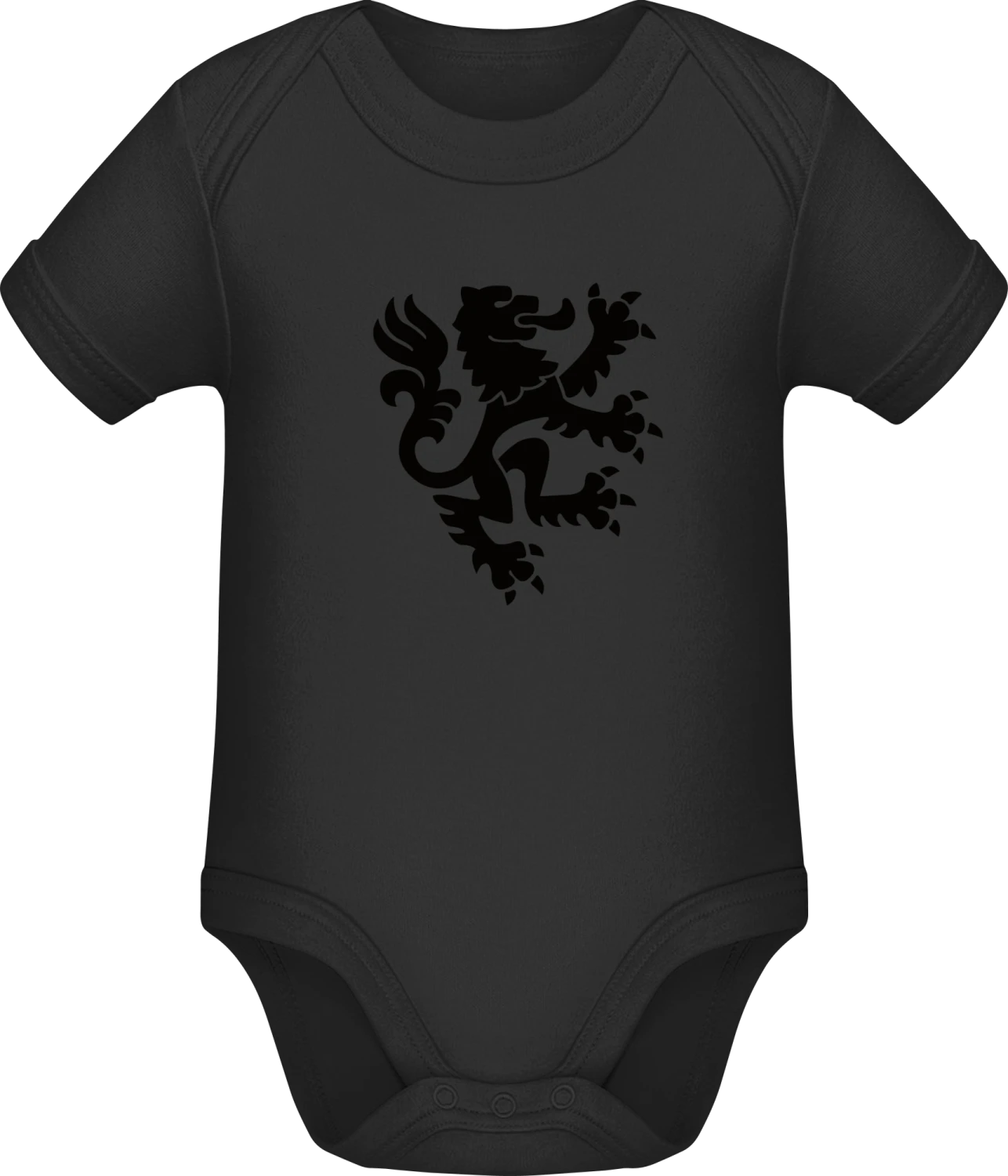 Rampant Lion Coat of Arms - Black Sonar SSL organic babybodsuit - Front