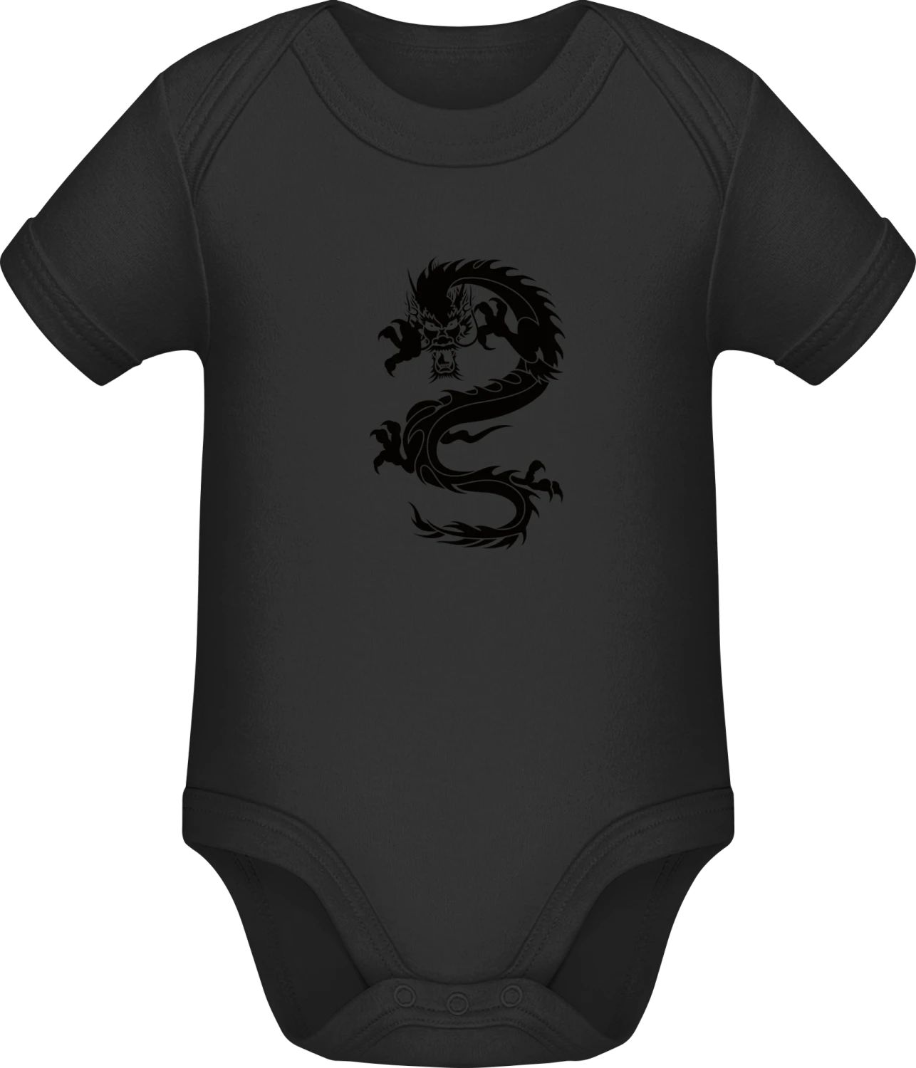 Chinese Dragon Tattoo - Black Sonar SSL organic babybodsuit - Front