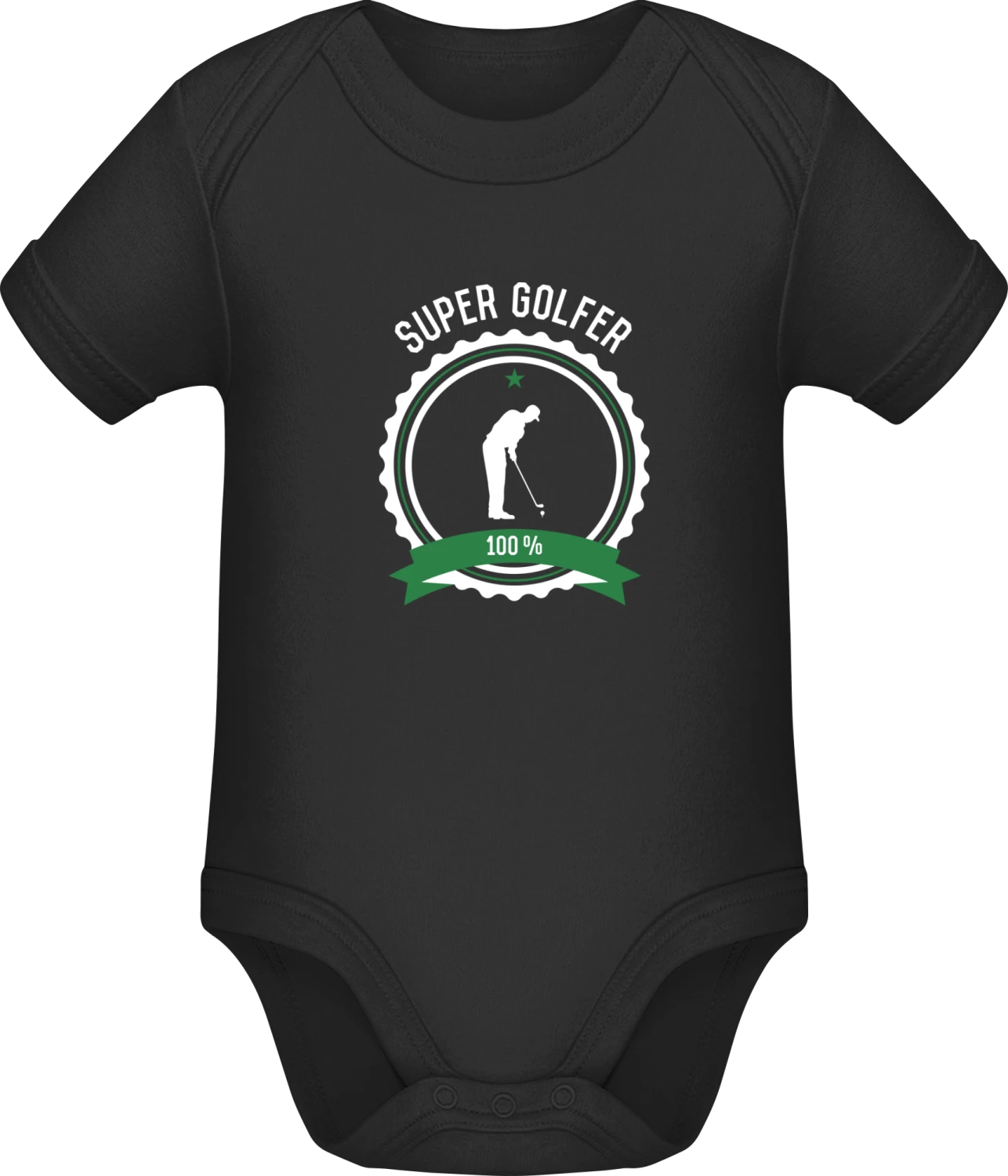 Super Golfer - Black Sonar SSL organic babybodsuit - Front