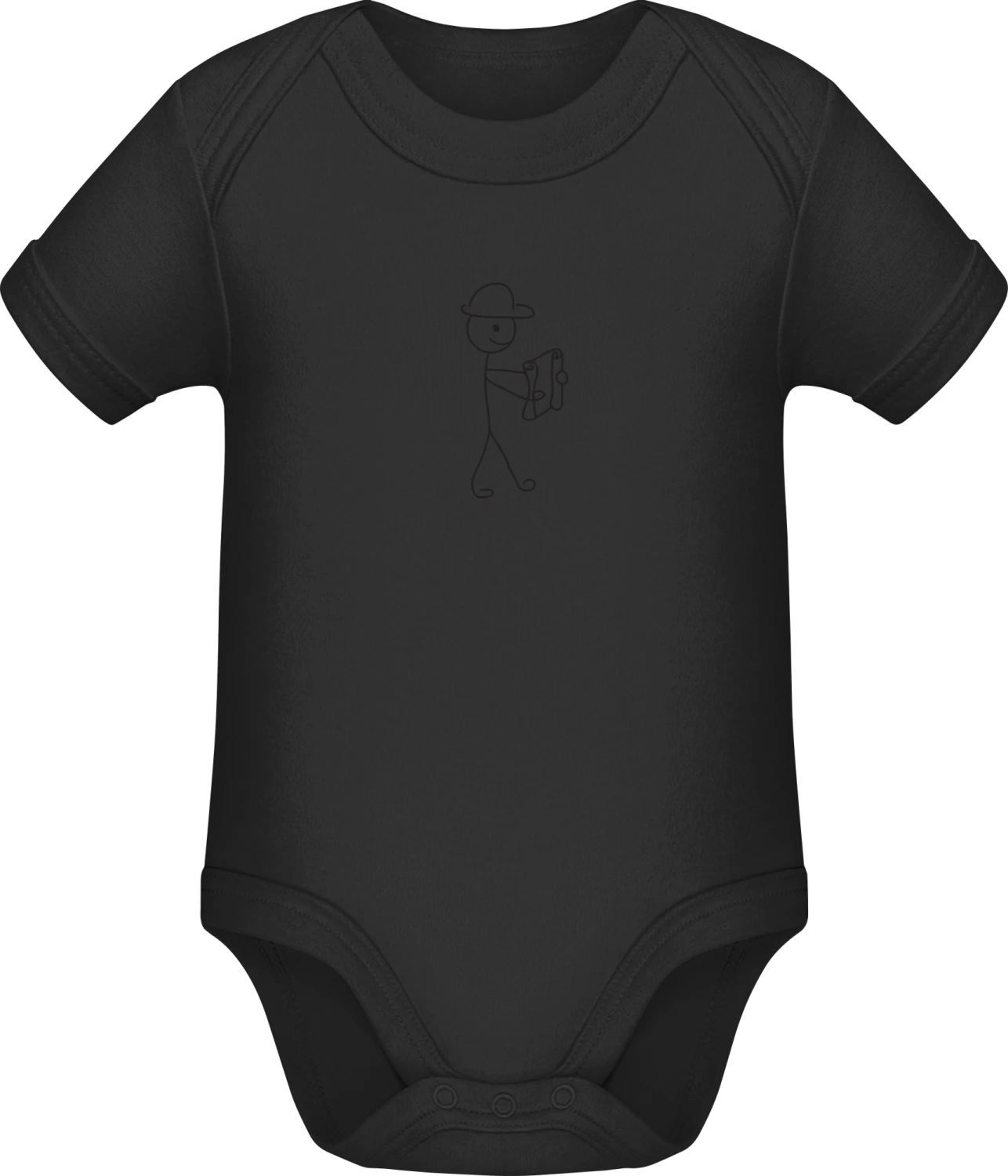 Construction Worker Walking - Black Sonar SSL organic babybodsuit - Front