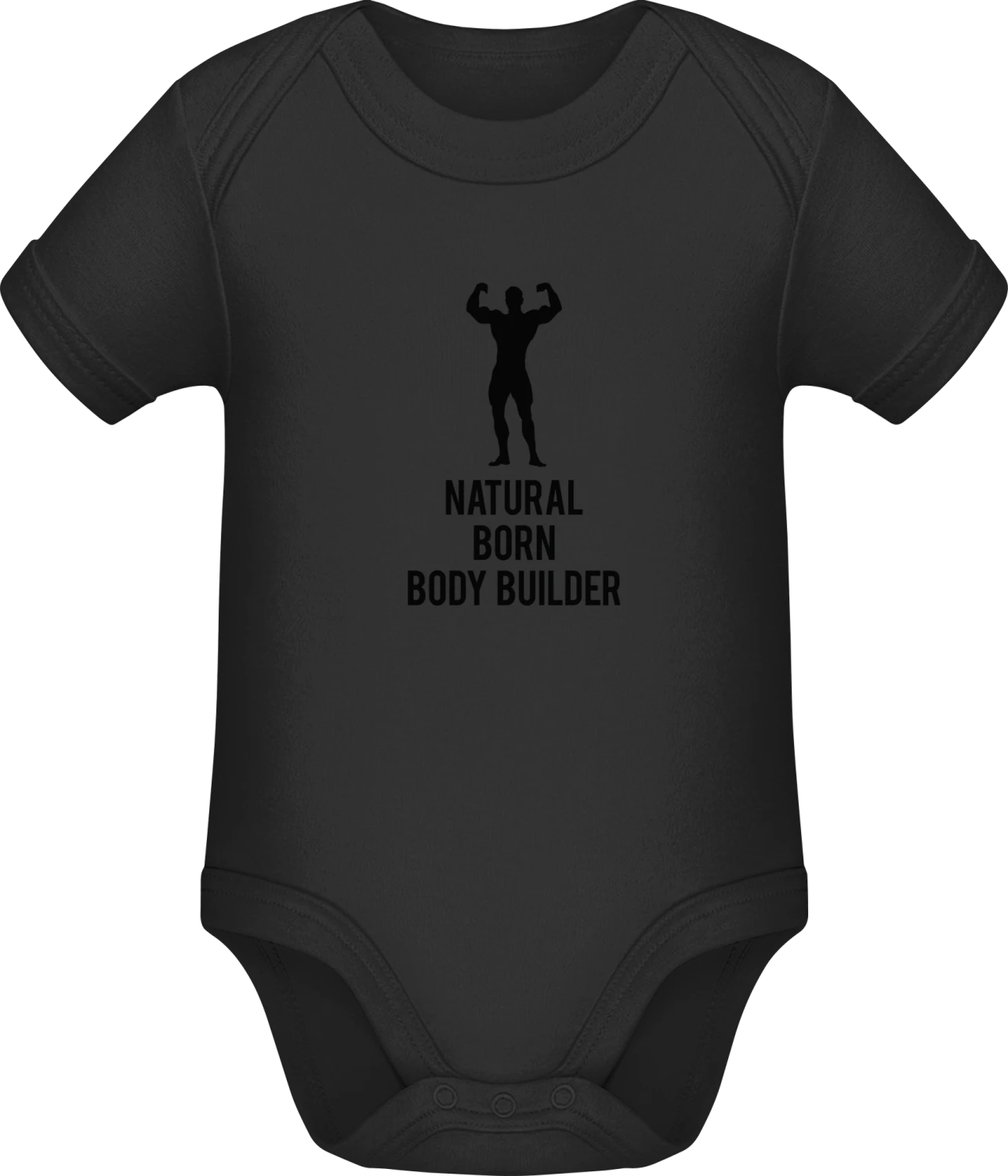 Natural Born Body Builder - Black Sonar SSL organic babybodsuit - Front