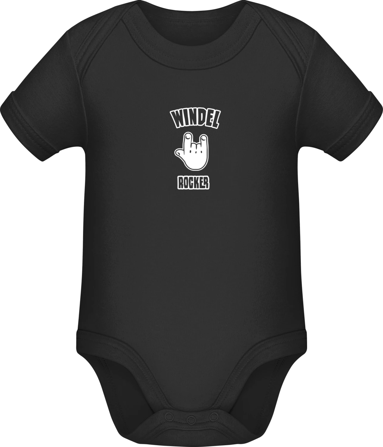 Windel Rocker - Black Sonar SSL organic babybodsuit - Front