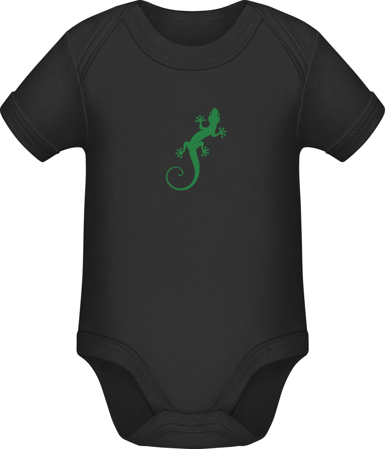 Gecko Reptile - Black Sonar SSL organic babybodsuit - Front