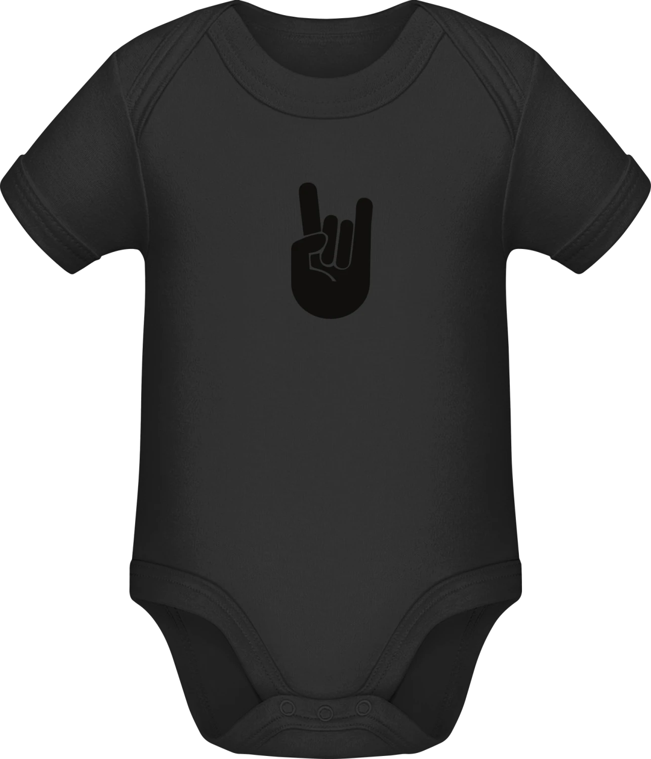 Rock Hand - Black Sonar SSL organic babybodsuit - Front