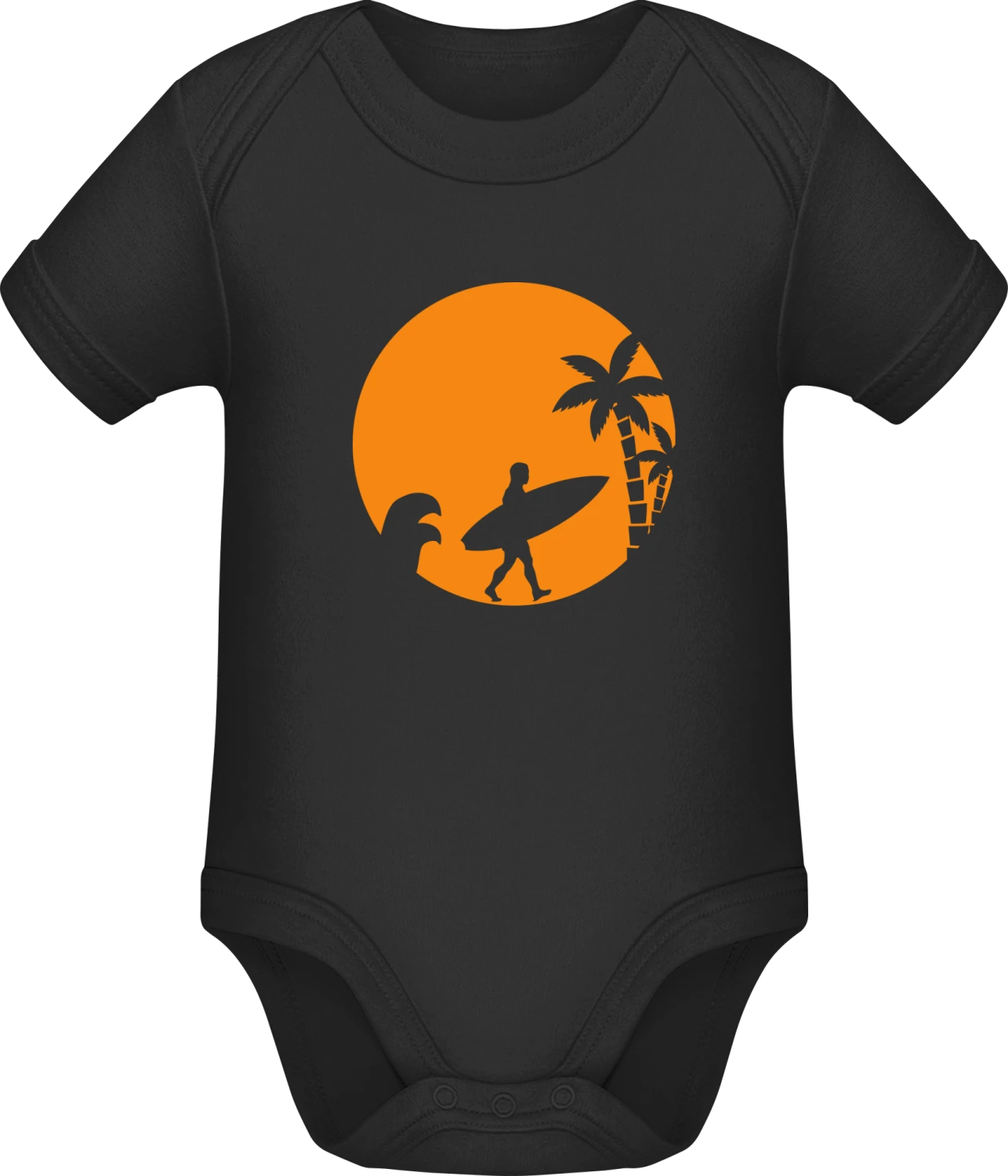 Surfer Paradise - Black Sonar SSL organic babybodsuit - Front