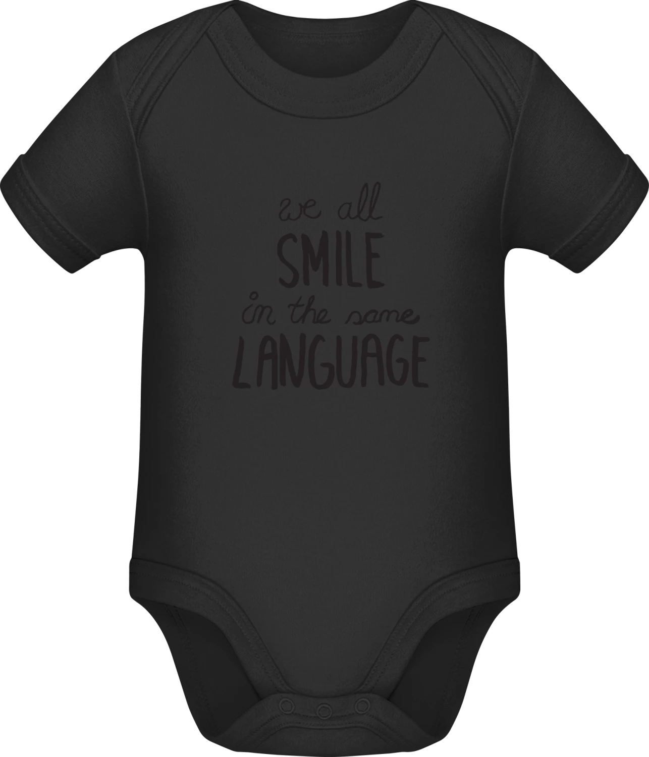 We All Smile In The Same Language - Black Sonar SSL organic babybodsuit - Front