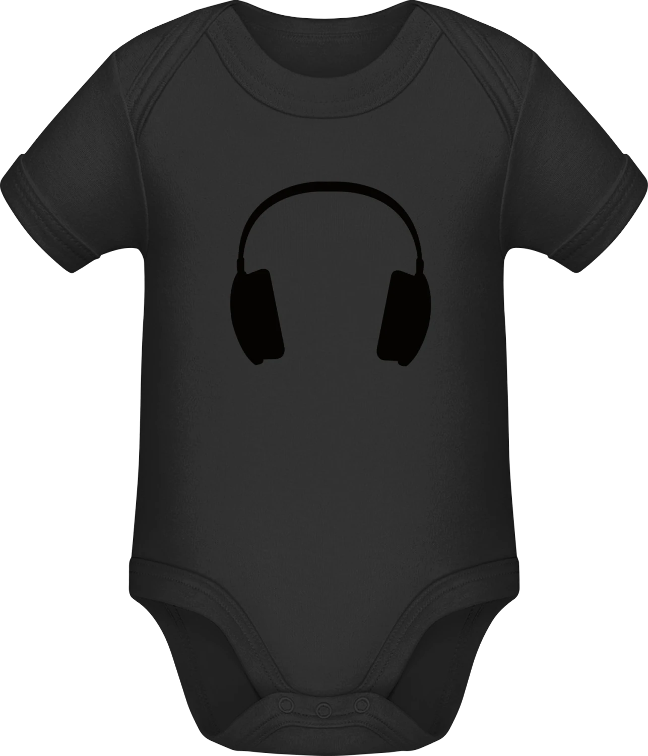 Headphone - Black Sonar SSL organic babybodsuit - Front