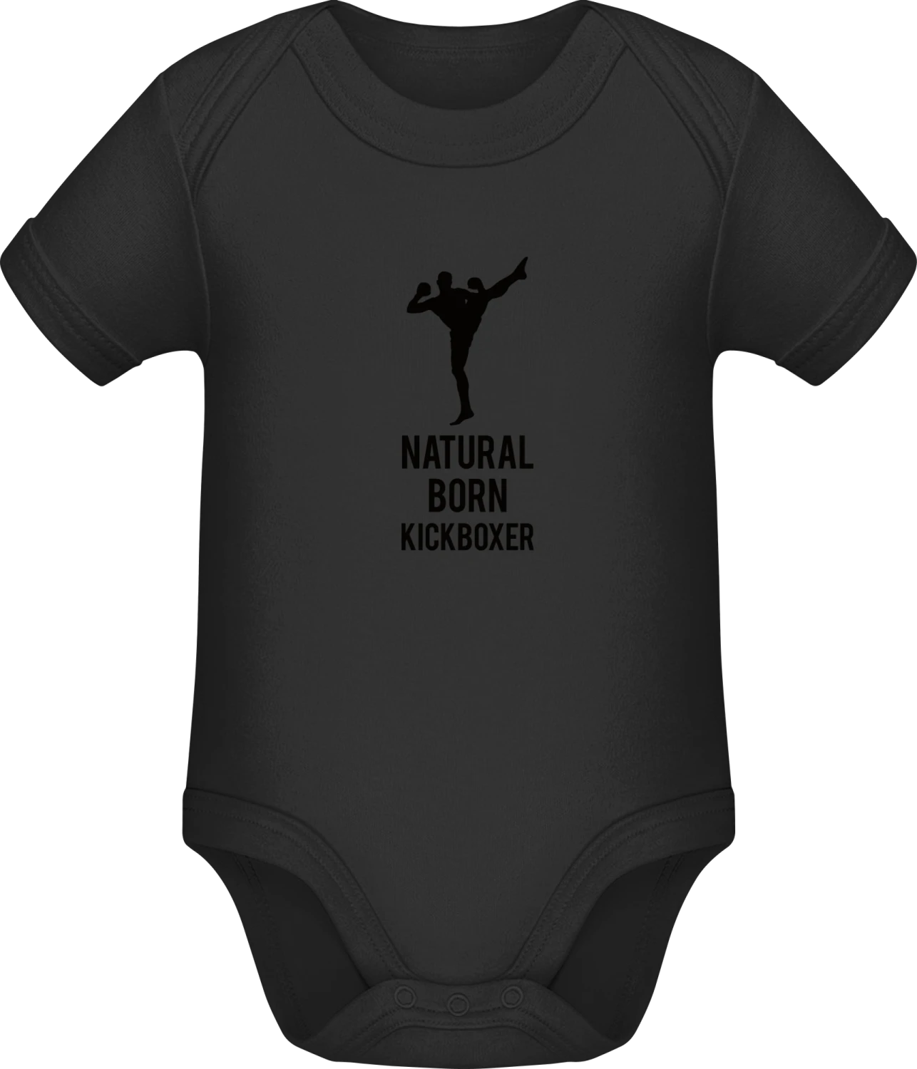 Natural Born Kickboxer - Black Sonar SSL organic babybodsuit - Front