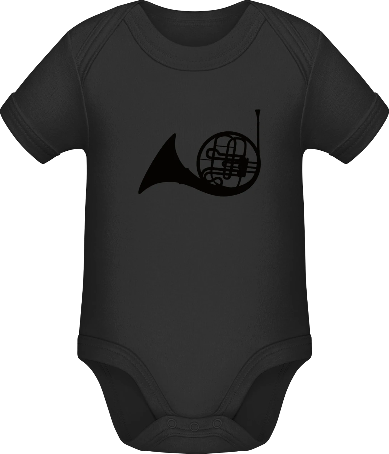 French Horn Logo - Black Sonar SSL organic babybodsuit - Front