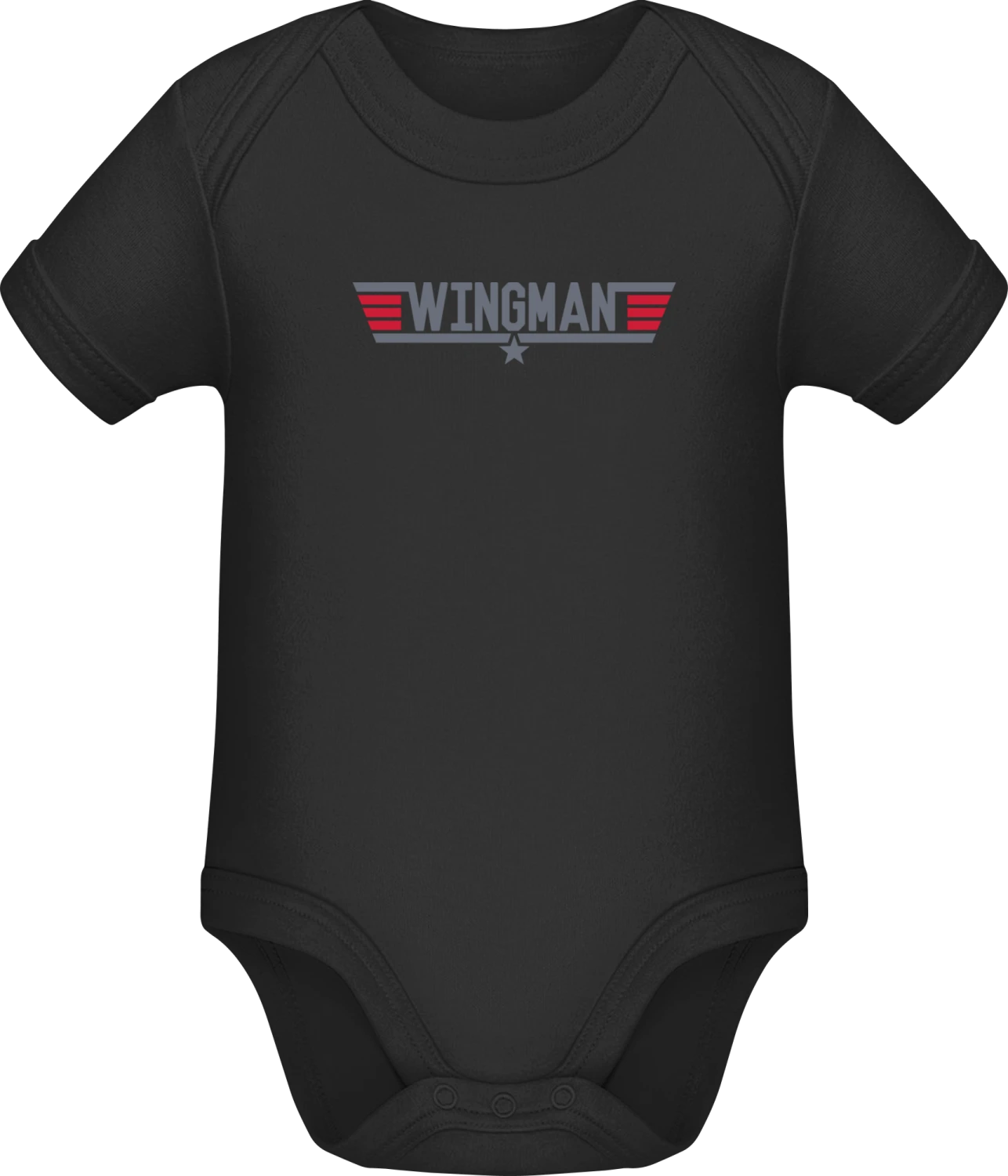 Wingman - Black Sonar SSL organic babybodsuit - Front