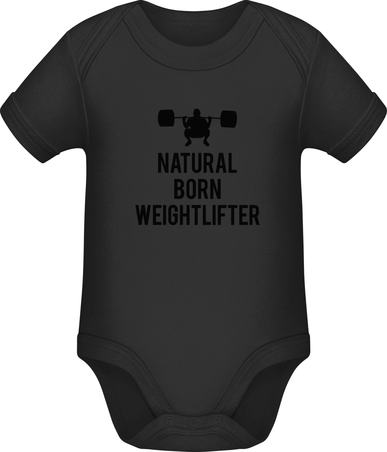 Natural Born Weightlifter - Black Sonar SSL organic babybodsuit - Front