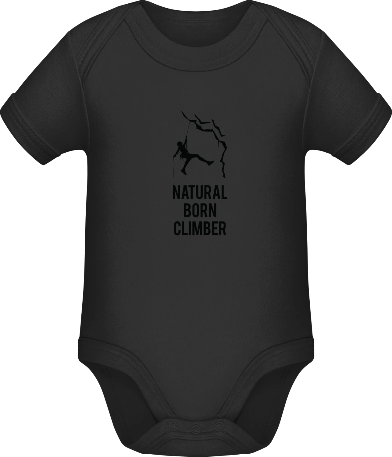 Natural Born Climber - Black Sonar SSL organic babybodsuit - Front