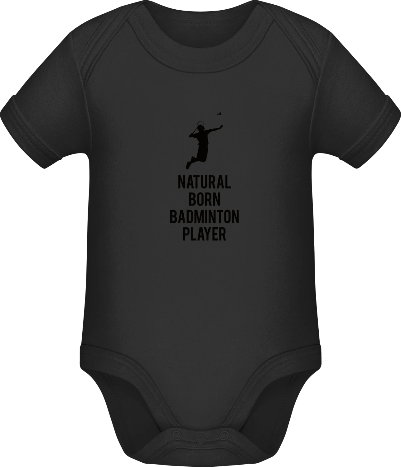 Natural Born Badminton Player - Black Sonar SSL organic babybodsuit - Front